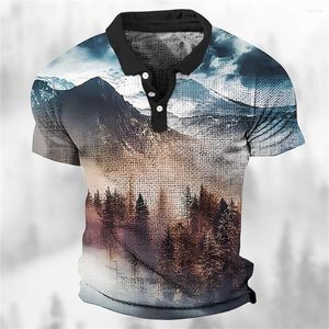 Polos pour hommes Vintage Polo Forest 3d Print Daily Casual Short Sleeves Street Designer Tops Tee Loose Oversized Shirt Summer Men Clothing