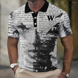 Polos pour hommes Vintage Polo Shirt 3D Spaper Imprimer Haute Qualité Hommes Vêtements Lâche Surdimensionné Et Chemisier Quotidien Casual Manches Courtes