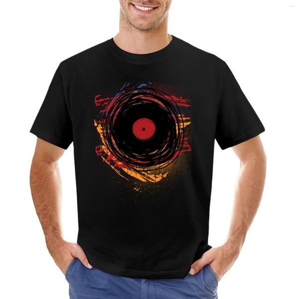 Polos para hombre Disco de vinilo Grunge retro con pintura y rayones - ¡Música DJ! Camiseta Camisetas extragrandes Ropa de hombre