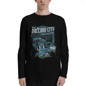 Polos pour hommes Visitez Raccoon City T-shirts à manches longues Mode coréenne Garçons Chemise à imprimé animal Hommes Grands T-shirts