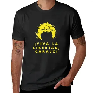 Polos masculins Viva Libertad Yellow Milei T-shirt Customs Design votre propre t-shirt à manches courtes plus les tailles graphiques pour hommes T-shirts décontractés élégants