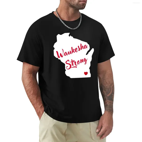 Polos masculins Waukesha Strong sur un t-shirt noir à séchage rapide Tops Tops lourds T-shirts graphiques pour hommes surdimensionnés