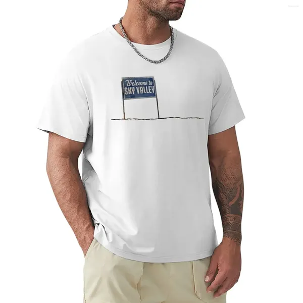 Polos pour hommes Bienvenue à Sky Valley - T-shirt avec signe Sweat Customs Blanks T-shirts blancs unis pour hommes