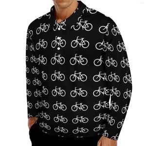 Polos pour hommes Vélos blancs Polos Hommes Vintage Vélos Chemise décontractée Col de mode quotidienne Conception à manches longues T-shirts surdimensionnés