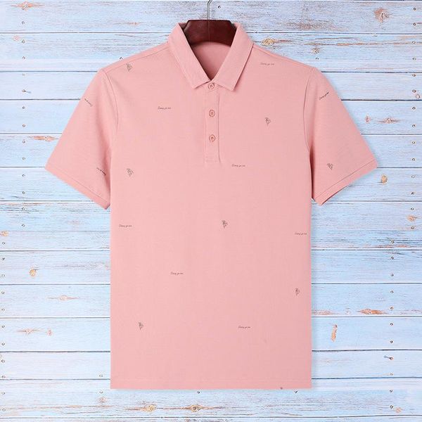 Polos pour hommes blanc rose vert noir T-Shirt à manches courtes imprimé POLO été décontracté revers grande taille porter