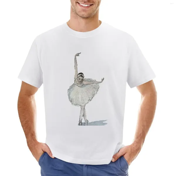 Camiseta de ballet blanca de polos masculinos camiseta de ballet de secado rápido de gran tamaño
