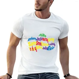 Heren Polos Wiggly Word Cloud T-Shirt Vintage Summer Tops Black T-shirts voor mannen