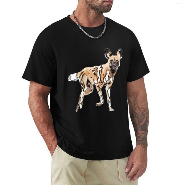 Polos pour hommes Sauvage africain peint chien aquarelle mur art T-shirt haut d'été grande taille t-shirts chemisier hommes