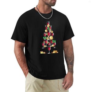 Polos pour hommes amateurs de vin T-shirt arbre de Noël séchage rapide vêtements esthétiques chemisier uni t-shirts noirs hommes