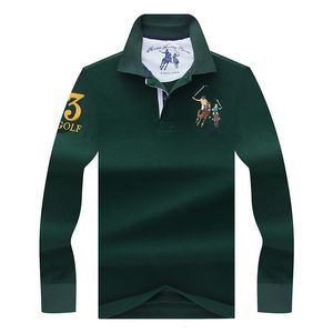 Polos homme Hiver haute qualité hommes à manches longues polo hommes Polos couleur unie 3D broderie Polo mâle décontracté polos 230217