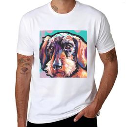 Polos para hombre, camiseta artística colorida brillante con perro salchicha de pelo de alambre, camisetas pesadas, ropa para hombre, camisa para hombre