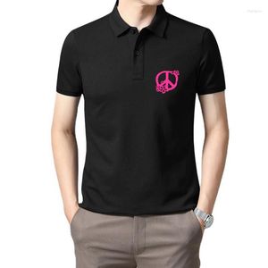 Polos de Hombre Mujer-Girli-Shirt Peace Flowers-Neon Pink Talla XL Negro