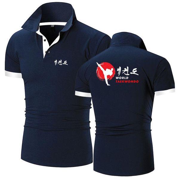 Polos pour hommes Fédération mondiale de taekwondo 2022 Chemises de mode d'été pour hommes Manches courtes Revers Haute qualité Hauts imprimés respirants pour hommes