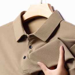 Heren Polos Xinhua Fubing Mens Casual Solid Solid Long Sleeved Polo Shirt Fashion Top Q240509