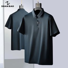 Polo da uomo XL-7XL Plus Size POLO Camicia estiva alta elastica liscia come la seta da uomo Business Casual formale manica corta Quick Dry POLO sciolto 231212