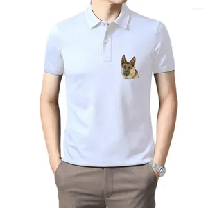 Polos pour hommes Jaune 3D J'aime le visage de chien de berger allemand T-shirt Hommes personnalisés à manches courtes en coton lourd col rond