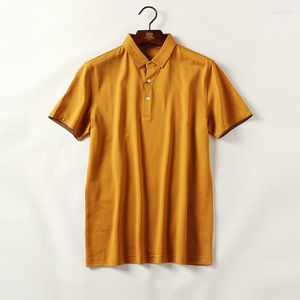 Polos pour hommes couleur jaune coupe ajustée coton hommes Polo été à manches courtes mode de travail