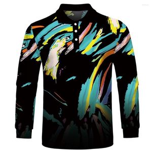 Heren Polos Yffshi Fashion Design Men 3D Polo Shirts Colors Casual Long Sleeve Mens Hip Hop Party Polyester Ademend