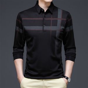 Polos pour hommes Ymwmhu Mode Noir Hommes Chemise À Manches Longues Rayé Automne Business T-shirt Streetwear Homme Vêtements Coréens 220922