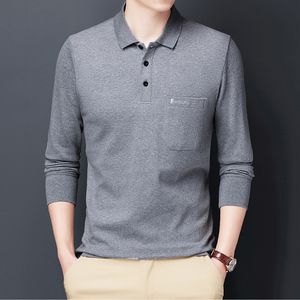 Heren Polos Ymwmhu Solid Men Shirt Lange Mouw Herfst en Winter Warm T -shirts passen Slim voor man Koreaanse modekleding 220902