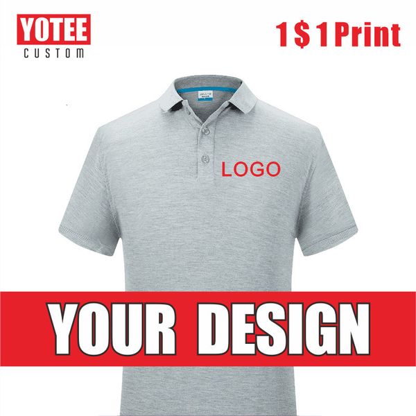 Polos pour hommes YOTEE Polo en pur coton T-shirt pour hommes Broderie personnalisée Groupe personnel DIY Couleur unie Tops Chemises d'été pour hommes 230720