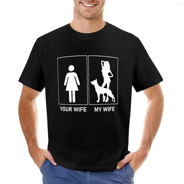 Polos pour hommes Votre femme mon avec chien malinois belge T-shirt à manches courtes Tee-shirt Plaine Coréenne Mode Sweat Chemises d'entraînement pour hommes