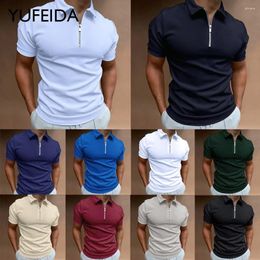 Polos pour hommes yufeida couleurs solides polo