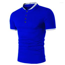 Polo da uomo Zagaa Camicia estiva da uomo 2023 Camicie a maniche corte in cotone di moda di marca Colletto alla coreana Solido maschile Slim Fit S