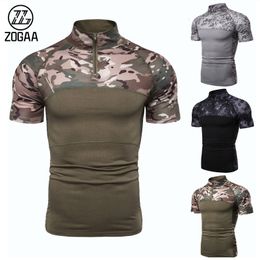 Herenpolo's ZOGAA Fashion Heren Tactisch Camouflage Atletisch Korte mouwen Rits Kraag T-shirts 230615