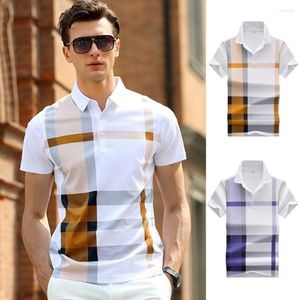 Heren Polos Zogaa Polo Shirt Men 2023 Mens kleding Smart Casual Plaid 2 kleuren Korte slanke merken maat S-3XL