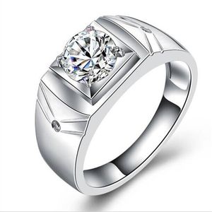 Bague en argent sterling 925 avec diamant simulé taille princesse pour homme, bijoux de fiançailles, cadeau de mariage