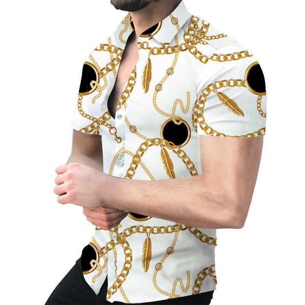 Camicia da uomo stampata a maniche corte abbigliamento da strada economia abbigliamento estivo comoda camicia alla moda stile spiaggia traspirante