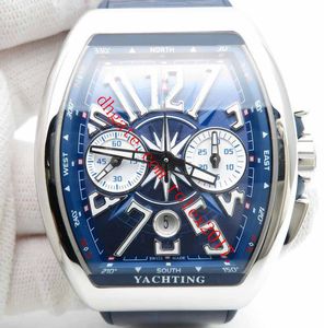 Productos para hombres Vanguard Reloj de 44 mm 7750 Valjoux Movimiento automático con reloj cronógrafo funcional Esfera azul Números explotados Hebilla