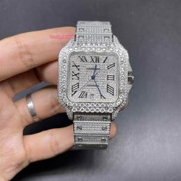 Heren Prong Set Hip Hop Diamond Watches Nieuwste roestvrijstalen volledig automatische mechanische sporthorloges2433