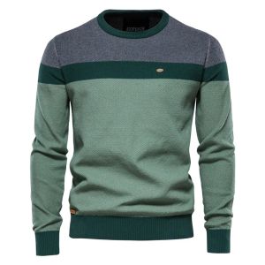 Pull homme col rond rayure couleur blocage haute qualité chaud pull Style pull mode décontracté rayure hommes