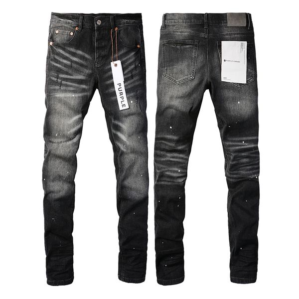 Jeans de marca púrpura para hombres Diseñador de moda para hombres y mujeres y tendencia de ocio High Street Retro Marca desgastada Agujero de verano Nuevos jeans lavados con molino de piedra bordado NO7