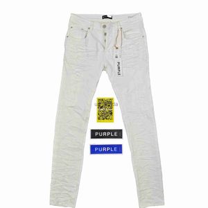 Brand pourpre pourpre Low Rise Skinny Men Jean White Quilted Detrère Pocket Vintage Stretch Cotton Jeans J231111