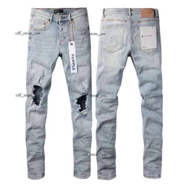 Jeans violets pour hommes Designer Purple Brand Jeans Hommes Mâle Bleu Clair Y2k High Street Denim Peinture Graffiti Motif Endommagé Pantalon Skinny Ripped 291