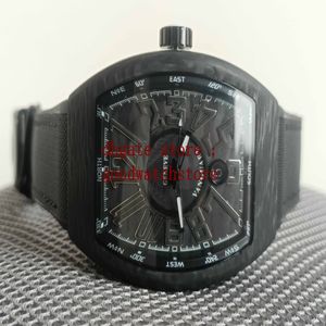 Kwaliteit heren 45 mm horloges V 45 SC DT NR zwarte koolstofvezel wijzerplaat Vanguard PVD automatisch herenhorloge rubberen band heren ET2956