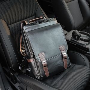 Mochila de cuero de calidad para hombre, carga USB, impermeable, negra, para ordenador portátil, mochila para estudiante, mochila de viaje grande para niñas y niños