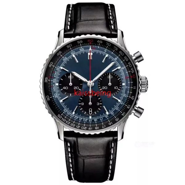 Montre à quartz pour hommes 50mm bracelet en cuir bleu noir montre saphir de haute qualité super lumineux Montreux montres de ceinture de luxe l138