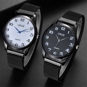 Quartz masculin Regardez les chiffres arabes cadrands ronds pour hommes Mesh en acier inoxydable 2022 Montreuse Minimaliste