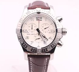 Montre à quartz pour hommes chronographe code montre cadran blanc bracelet en cuir vengeur 50MM montres pour hommes marque de luxe bracelet de montre-bracelet