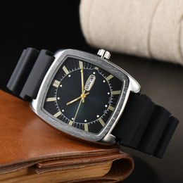 Heren quartz horloge Japans herenhorloge met grote naam 41 mm modieus vierkant blauwe wijzerplaat siliconen band casual horloge sporthorloge luxe