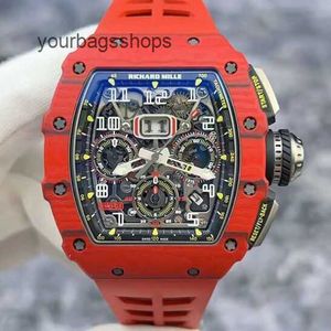 Reloj de pulsera de cuarzo para hombre Reloj de pulsera suizo RM Rm11-03 Relojes de pulsera Rm1103 Fq Red Ntpt Fibra de carbono Calendario Mes Cronología Garantía de 19 años CZCT