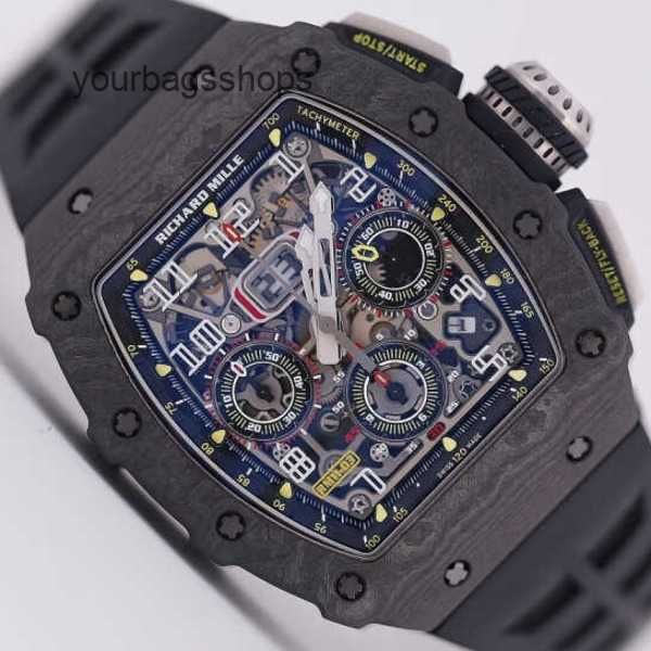 Reloj de pulsera de cuarzo para hombre, reloj de pulsera suizo RM, serie Rm11-03, Black Knight Ntpt, máquina de sincronización de fibra de carbono, famoso suizo N65Q