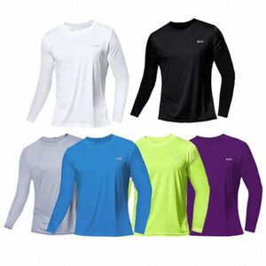 Hommes séchage rapide Lg manches Gym course évacuation de l'humidité col rond T-Shirt entraînement exercice Gym homme vêtements Sport Tops chemise r7EW #