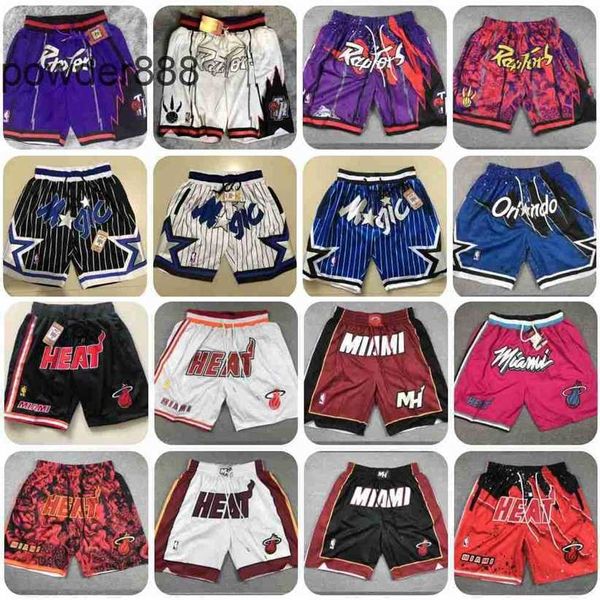 Short brodé à séchage rapide pour hommes Raptors Pantalon de balle bleu brodé rétro Hot Magic McGrady Short décontracté Capris American High Street Sports