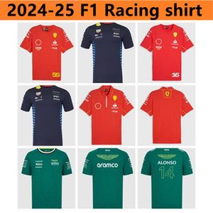 Heren Racing Wear Aston Martin T-shirt 2024 2025 Officiële Heren Fernando Alonso Racing Pak F1 Shirt MOTO Motorcyc Tees