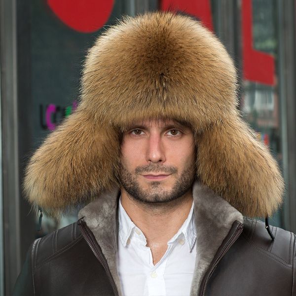 Chapeau de fourrure de renard véritable pour hommes chapeau en cuir véritable russe Ushanka hiver chaud aviateur trappeur chapeau Bomber Ski cache-oreilles casquette